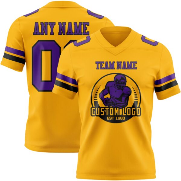 Custom Gold Purple-Black Authentic Football Jersey