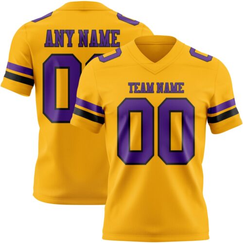 Custom Gold Purple-Black Authentic Football Jersey