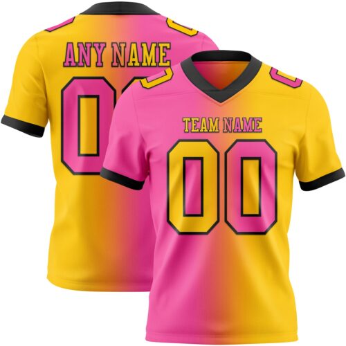 Gradient0286 Custom Yellow Pink-Black Authentic Gradient Fashion Football Jersey