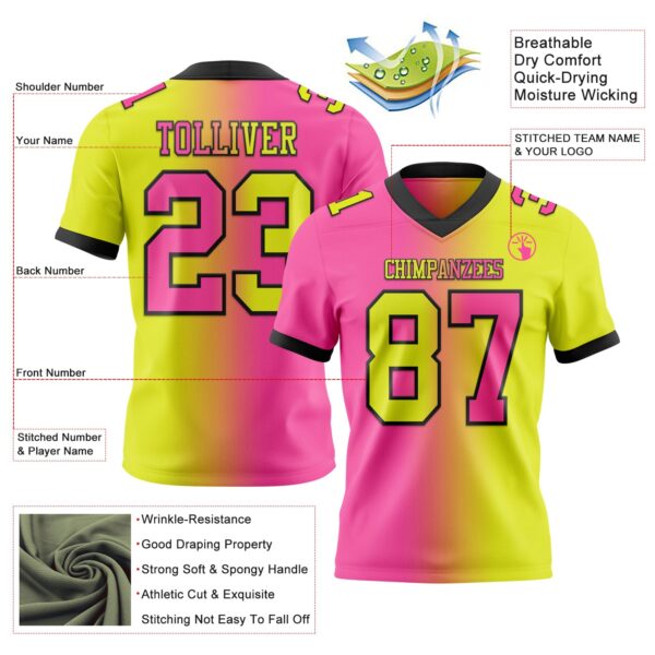 Custom Neon Yellow Pink-Black Authentic Gradient Fashion Football Jersey