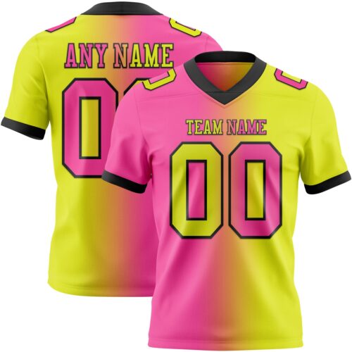 Gradient0287 Custom Neon Yellow Pink-Black Authentic Gradient Fashion Football Jersey