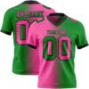 Custom Grass Green Pink-Black Authentic Gradient Fashion Football Jersey