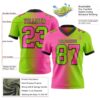 Custom Neon Green Pink-Black Authentic Gradient Fashion Football Jersey