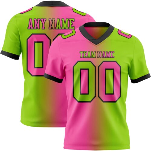 Gradient0292 Custom Neon Green Pink-Black Authentic Gradient Fashion Football Jersey