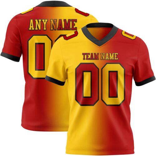 Gradient0295 Custom Red Yellow-Black Authentic Gradient Fashion Football Jersey