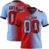 Custom Light Blue Red-Black Authentic Gradient Fashion Football Jersey