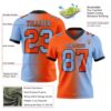 Custom Light Blue Orange-Black Authentic Gradient Fashion Football Jersey