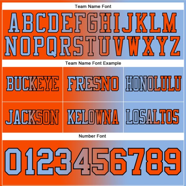 Custom Light Blue Orange-Black Authentic Gradient Fashion Football Jersey