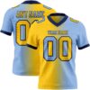 Custom Light Blue Yellow-Navy Authentic Gradient Fashion Football Jersey