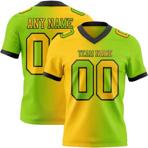 Gradient0306 Custom Neon Green Yellow-Black Authentic Gradient Fashion Football Jersey