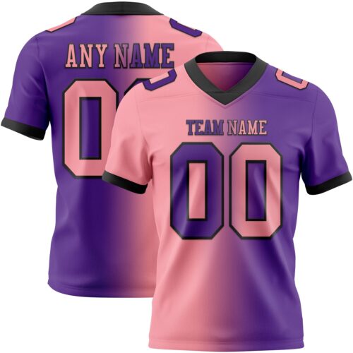 Custom Purple Medium Pink-Black Authentic Gradient Fashion Football Jersey