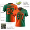 Custom Kelly Green Orange-Black Authentic Gradient Fashion Football Jersey