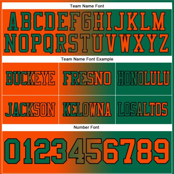 Custom Kelly Green Orange-Black Authentic Gradient Fashion Football Jersey