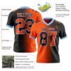 Custom Black Orange-Light Blue Authentic Gradient Fashion Football Jersey