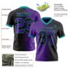 Custom Black Purple-Teal Authentic Gradient Fashion Football Jersey