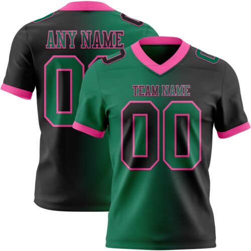 Custom Black Kelly Green-Pink Authentic Gradient Fashion Football Jersey
