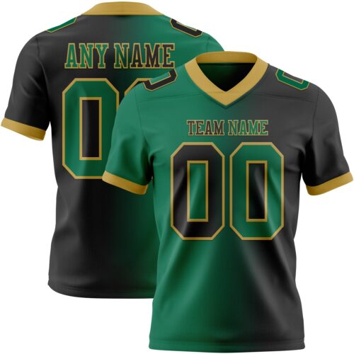 Gradient0348 Custom Black Kelly Green-Old Gold Authentic Gradient Fashion Football Jersey