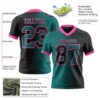 Custom Black Teal-Pink Authentic Gradient Fashion Football Jersey