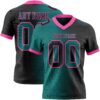 Custom Black Teal-Pink Authentic Gradient Fashion Football Jersey