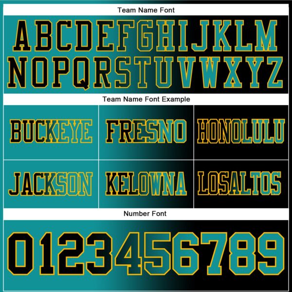 Custom Black Teal-Gold Authentic Gradient Fashion Football Jersey