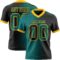 Gradient0351 Custom Black Teal-Gold Authentic Gradient Fashion Football Jersey