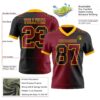 Custom Black Crimson-Gold Authentic Gradient Fashion Football Jersey