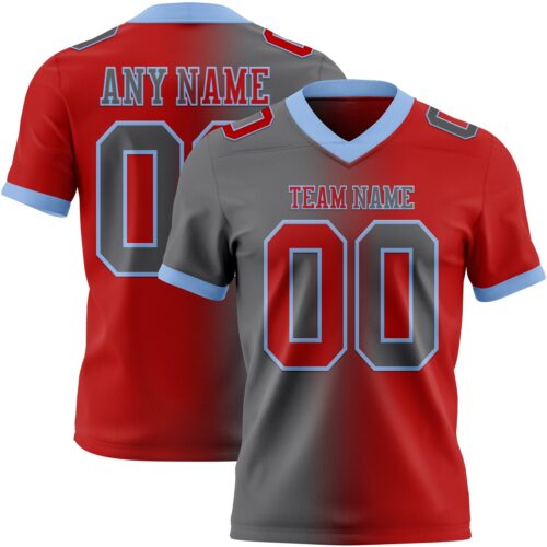 Gradient0359 Custom Red Steel Gray-Light Blue Authentic Gradient Fashion Football Jersey