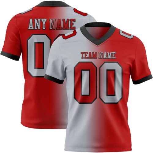 Gradient0360 Custom Red Gray-Black Authentic Gradient Fashion Football Jersey