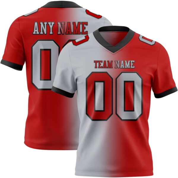 Custom Red Gray-Black Authentic Gradient Fashion Football Jersey
