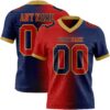 Custom Navy Red-Old Gold Authentic Gradient Fashion Football Jersey