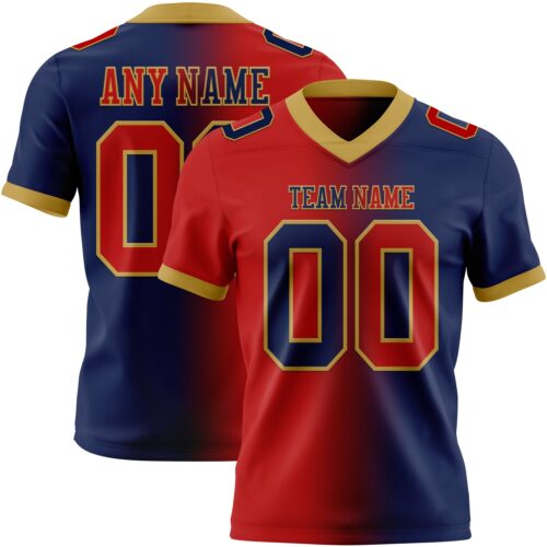 Gradient0362 Custom Navy Red-Old Gold Authentic Gradient Fashion Football Jersey