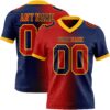 Custom Navy Red-Gold Authentic Gradient Fashion Football Jersey