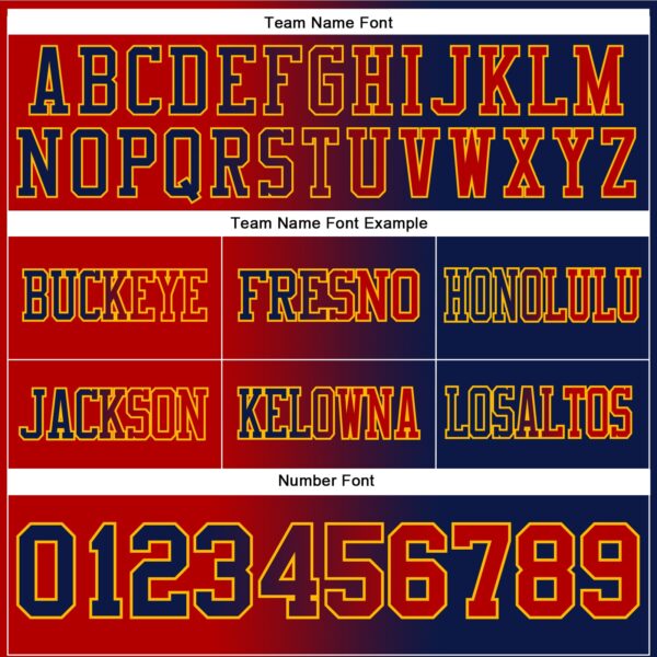 Custom Navy Red-Gold Authentic Gradient Fashion Football Jersey