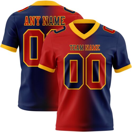 Gradient0363 Custom Navy Red-Gold Authentic Gradient Fashion Football Jersey