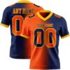 Custom Navy Orange-Gold Authentic Gradient Fashion Football Jersey