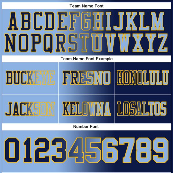 Custom Navy Light Blue-Gold Authentic Gradient Fashion Football Jersey