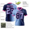 Custom Navy Light Blue-Pink Authentic Gradient Fashion Football Jersey