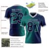 Custom Navy Teal-Gray Authentic Gradient Fashion Football Jersey