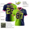 Custom Navy Neon Green-Pink Authentic Gradient Fashion Football Jersey