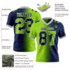 Custom Navy Neon Green-Gray Authentic Gradient Fashion Football Jersey