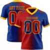 Custom Royal Red-Gold Authentic Gradient Fashion Football Jersey