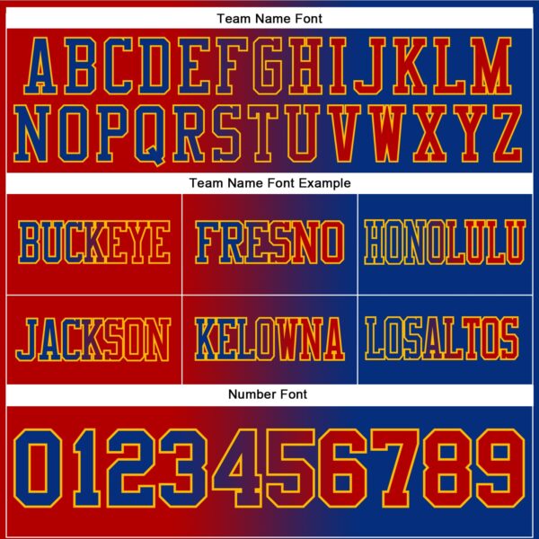 Custom Royal Red-Gold Authentic Gradient Fashion Football Jersey