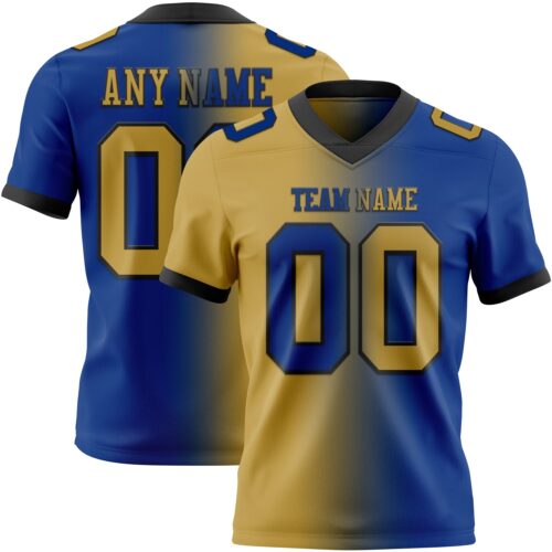 Custom Royal Old Gold-Black Authentic Gradient Fashion Football Jersey