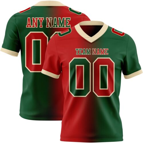 Gradient0393 Custom Green Red-Cream Authentic Gradient Fashion Football Jersey