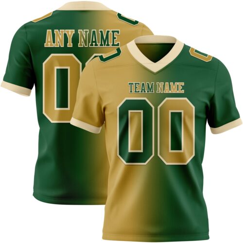 Gradient0397 Custom Green Old Gold-Cream Authentic Gradient Fashion Football Jersey