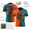 Custom Teal Orange-Navy Authentic Gradient Fashion Football Jersey
