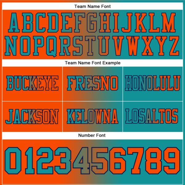 Custom Teal Orange-Navy Authentic Gradient Fashion Football Jersey