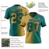 Custom Teal Old Gold-Black Authentic Gradient Fashion Football Jersey