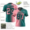 Custom Teal Medium Pink-Black Authentic Gradient Fashion Football Jersey