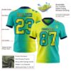 Custom Aqua Neon Yellow-Navy Authentic Gradient Fashion Football Jersey